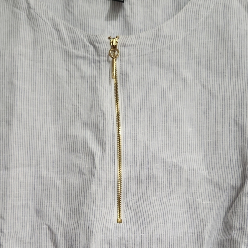 Ellen Tracy Blue and White Striped Blouse - Picture 4 of 7